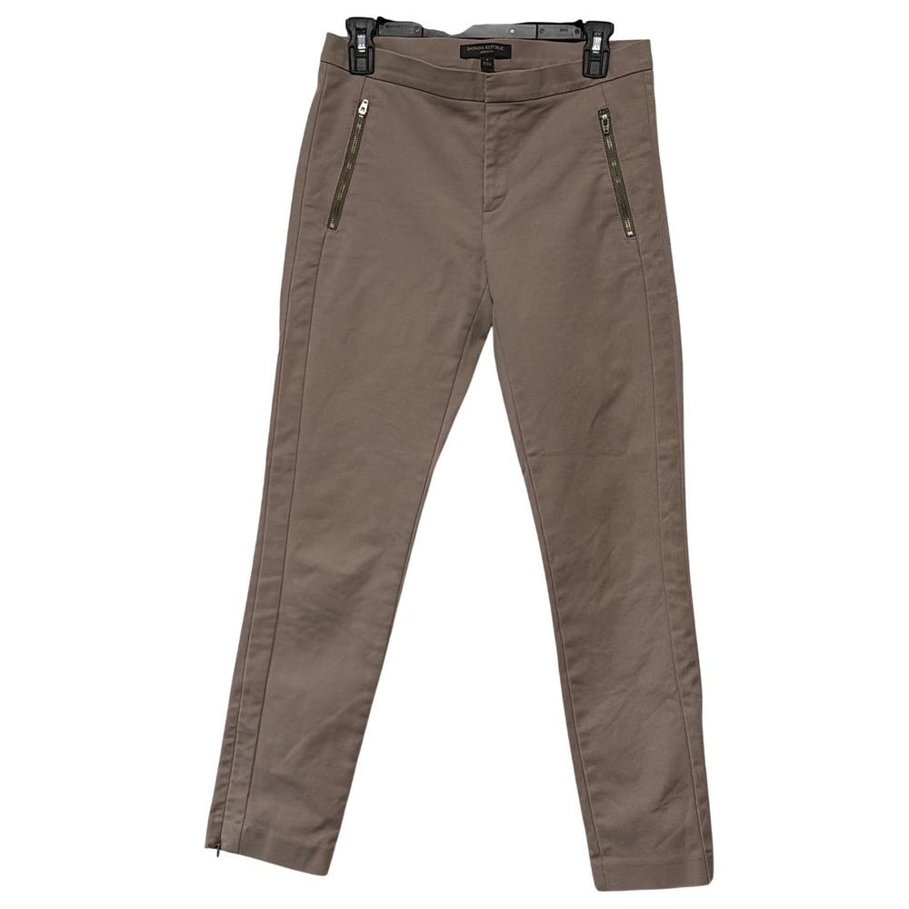 Banana Republic Addison Taupe Brown Ankle Zip Slim Fit Pants Womens 4 Pockets